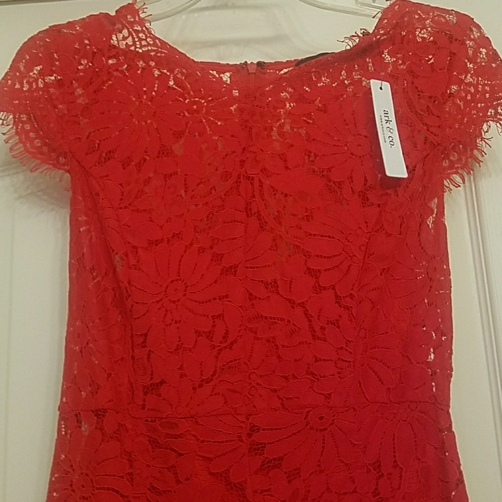 Red elegant lace dress